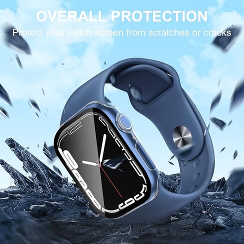 Smiling 2 Pack Case Built in Tempered Glass Screen Protector Compatible with Apple Watch Series 6/SE/Series 5/Series 4 44mm, Hard PC Case Overall Protective Cover- 1 Pink + 1 Transparent in Saudi Arabia