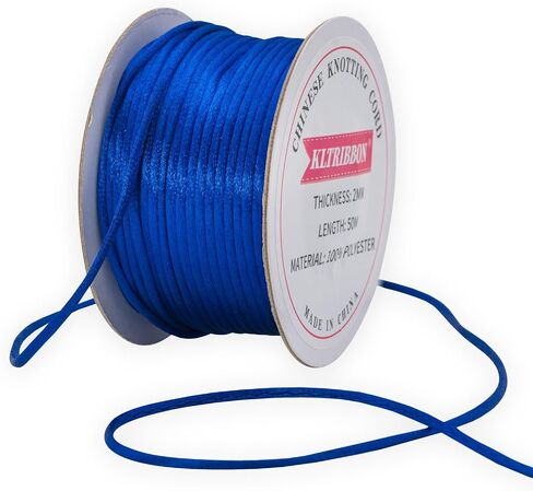 2mm Black Satin Cord String - 55Yds Chinese Knotting Cord Rattail Silk Rope for Bracelet Necklace Jewelry Making Macrame Trim in Kuwait