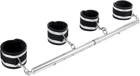 Spreader Bar Heavy Duty Stainless Steel Expandable Black Bar Home Gym with 4pcs Furry Purple Adjustable Strap,Sports Aid Training Fitness Gear Pilates Aid Kit,Yoga Set in Kuwait