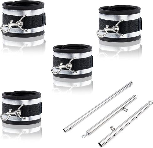 Spreader Bar Heavy Duty Stainless Steel Expandable Black Bar Home Gym with 4pcs Furry Purple Adjustable Strap,Sports Aid Training Fitness Gear Pilates Aid Kit,Yoga Set in Kuwait