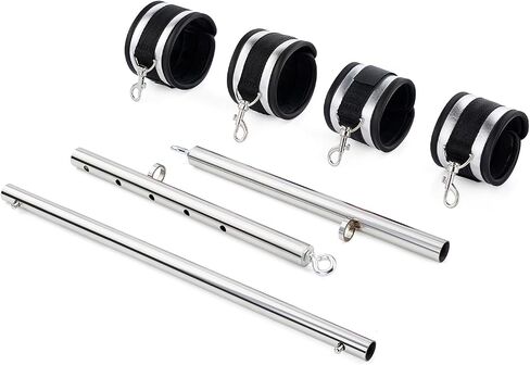 Spreader Bar Heavy Duty Stainless Steel Expandable Black Bar Home Gym with 4pcs Furry Purple Adjustable Strap,Sports Aid Training Fitness Gear Pilates Aid Kit,Yoga Set in Kuwait