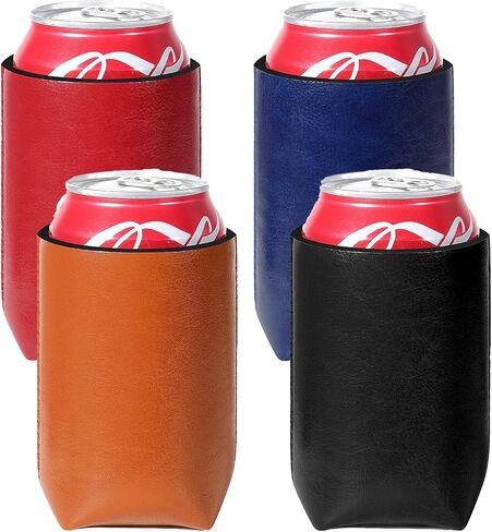 أكمام تبريد من نوع Slap Can، حامل أكمام زجاجات مبردات البيرة القياسية سعة 12oz، حامل من النيوبرين غير قابل للانزلاق للبيرة والصودا 9 بوصة × 3.5 بوصة (أسود/أحمر/سماوي/أصفر) in Kuwait