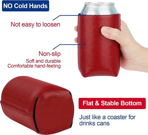 أكمام تبريد من نوع Slap Can، حامل أكمام زجاجات مبردات البيرة القياسية سعة 12oz، حامل من النيوبرين غير قابل للانزلاق للبيرة والصودا 9 بوصة × 3.5 بوصة (أسود/أحمر/سماوي/أصفر) in Kuwait