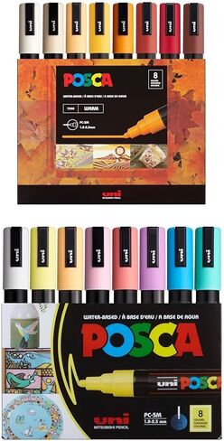 posca Markers Bundle, 16 Medium Paint Markers 5M - 8 Warm Tones + 8 Soft Tones in Saudi Arabia