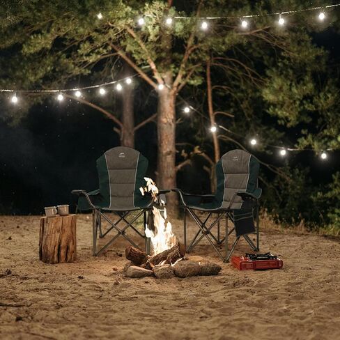LANMOUNTAIN Camping Chairs for Adults,High Back Folding Camp Chair with Cup Holder and Cooler Bag,Heavy Duty Outdoor Lawn Chairs,Perfect for Camping,Hiking,Picnics,and Beach Trips,Blue in Kuwait