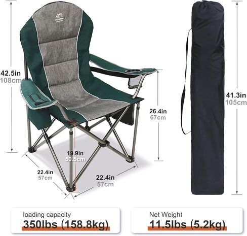 LANMOUNTAIN Camping Chairs for Adults,High Back Folding Camp Chair with Cup Holder and Cooler Bag,Heavy Duty Outdoor Lawn Chairs,Perfect for Camping,Hiking,Picnics,and Beach Trips,Blue in Kuwait