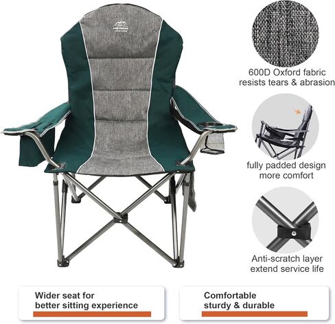 LANMOUNTAIN Camping Chairs for Adults,High Back Folding Camp Chair with Cup Holder and Cooler Bag,Heavy Duty Outdoor Lawn Chairs,Perfect for Camping,Hiking,Picnics,and Beach Trips,Blue in Kuwait