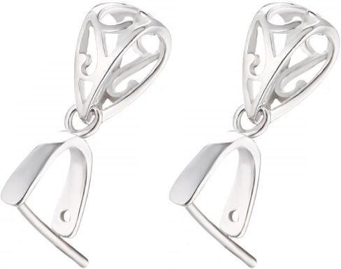 2pcs 925 Sterling Silver Pendant Bail Connector Clasp Charms for Necklace DIY Jewelry Craft Making Accessories (Platinum color) in Saudi Arabia