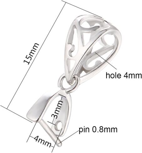 2pcs 925 Sterling Silver Pendant Bail Connector Clasp Charms for Necklace DIY Jewelry Craft Making Accessories (Platinum color) in Saudi Arabia