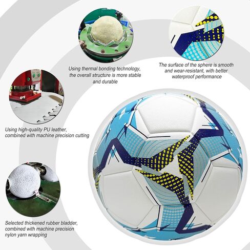 Green and White Soccer Ball Size 5 with Smooth Surface Waterproof Wear Resistant for Lawn Indoor Outdoor Sports Training Ball or Competition Balls in Kuwait