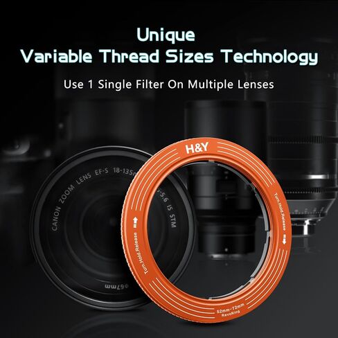 H&Y RevoRing Step-Up Rings Variable Step Up Ring Lens Filter Adapter Rings Stepping Up Ring 52-72mm to 77mm in Kuwait