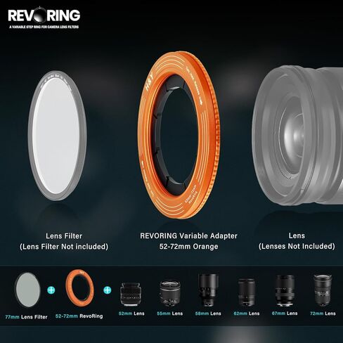 H&Y RevoRing Step-Up Rings Variable Step Up Ring Lens Filter Adapter Rings Stepping Up Ring 52-72mm to 77mm in Kuwait