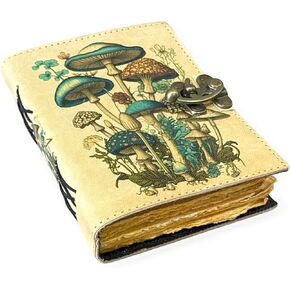 فطر طباعة تعويذة فارغة كتاب من الظل الجلدية مجلة Deckle Edge Paper Witchy Wiccan Journal SPORAL GOTHIC NOTER