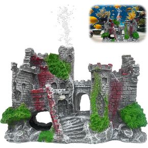 Aquarium Castle Ruins Decoration, Fish Tank Ornament, Grey Stone
