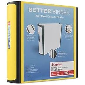 Staples 3 بوصة 3 حلقات Binder أفضل ، أصفر ، 2/حزمة (ST55895-CCVS)