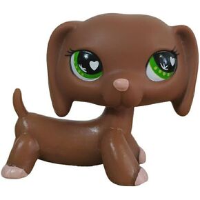 Mini Pet Toys #556 Brown Daschund Dog Heart-Shaped Eyes Animal Figure