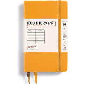 Leuchtturm1917 - دفتر دفتر غلاف الجيب A6-187 صفحات مرقمة للكتابة والمجلة (Rising Sun ، تحكم)