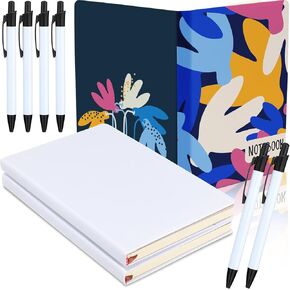 Honoson 9 PCS Sublimation Journal Pen Set 3pcs A5 200 Pages Sublimation Journal 8.3'x 5.7 '' White Journal 6 PCS Sublimation Pens Absery Supplies for Church Office Travel Supplies