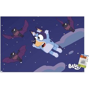 Trends International Bluey - Bats Wall Poster ، 22.375 "× 34" ، ملصق Premium و Bush Pin Bundle