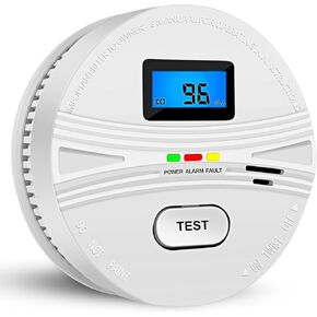 2 Pack Smoke and Carbon Monoxide Detector,Smoke Detector Carbon Monoxide Detector Combo with Batteries,Fire Alarm Smoke Detector with Test Button and Digital Display