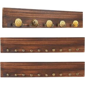 SUPERFINDINGS 3Pcs Wood Coin Holder Wooden Military Challenge Coin Holder Wall-Mounted Coin Rack Display Shelf with About 27 Coins Army Coin Stand for Commemorative Coins Collection