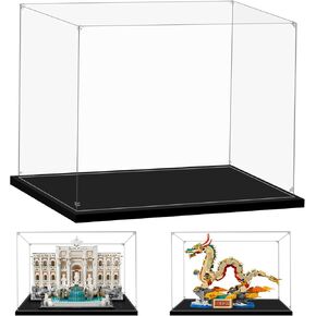 Display Case for Lego 21062 Trevi Fountain or 80112 Auspicious Dragon, 16.14x8.26x11.81inches (41x21x30cm), Protect Your Collectibles from Dust with a Clear Showcase
