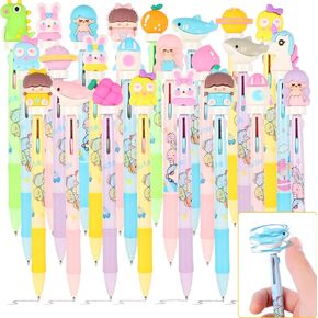 LiYiQ 24 PCS Fidget Spinner Pens Fun Cute Pens for kids Multicolor Pen in One 3-in-1 Pens Kawaii Pens Stress Relief Rotating Pen for School, Office, Home Supplies