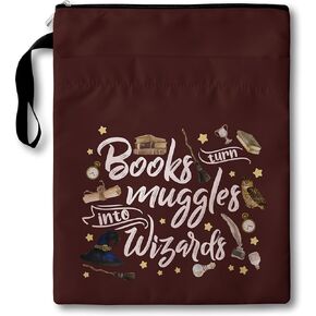 Book Sleeve Book Lover Gifts, Books Turn Muggles Into Wizards Themed Book Protector with Zipper, Waterproof Book Covers for Paperbacks, Halloween Book Pouch Gifts for Women Bookish Reader, c30