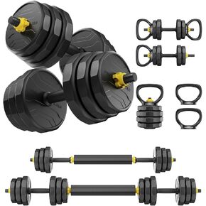 FEIERDUN Adjustable Dumbbells, 40/48/68/88lbs Free Weight Set with 4 Modes, Used as Barbell, Kettlebells, Push up Stand, Fitness Exercises for Home Gym Suitable Men/Women