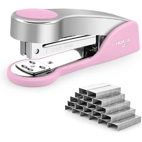 Temiary Metal Desktop Stapler with 2000 Staples Standard, 25 Sheet Capacity, Jam Free, Reduced Effort, for Desk Classroom Office Supplies (Pink)