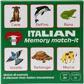 Italian Memory Match-It | Matching Memory Card Game by Lingo | Italian Language Educational Flash Cards | Fun Vocabulary Builder