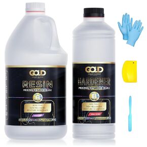 Deep Pour Epoxy Resin 1.5 Gal for River Tables, Crafts & Art Casting - 2:1 Ratio Non-Toxic, Self Leveling, Up to 4" Pouring Depth (1 Gal Resin + 64 oz Hardener) (5.68L)