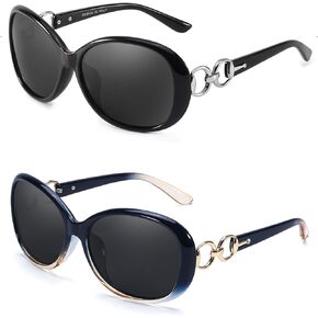FIMILU 2 Pack Polarized Sunglasses for Women Retro Stylish Jackie O Sunglasses UV400 Protection for Outdoors