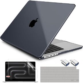 DONGKE Compatible with New MacBook Pro 16 inch Case 2024 [M4 Pro / M4 Max Chip] Model A3403 A3186, Protective Plastic Hard Shell & Keyboard Cover & Screen Film & Type C Adapter - Sparkly Clear