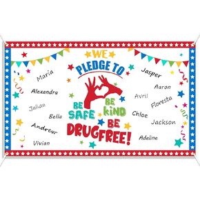 TecUnite Red Ribbon Autograph Poster for Students Red Ribbon Awareness Poster Say No to Drugs Drug Free School and Classroom Supplies(Cute)