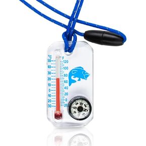 Sun Company Wildlife Therm-o-Compass - Thermometer and Compass for Kids with UV Exposure Decal | Reflective Lanyard and Fun Animal Designs | Camping and Hiking Accessory for Children in Kuwait