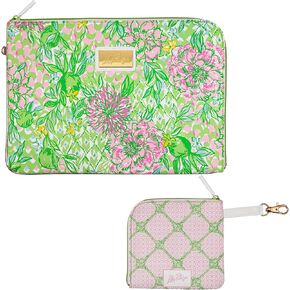 Lilly Pulitzer Padded Tech Sleeve with Small Zip Pouch for Accessories, Cute Laptop Case for Women, Tablet Bag or 13 Inch Laptop Sleeve, Lime Feeling Good