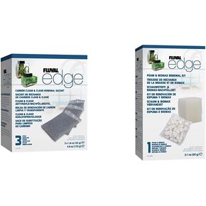 Fluval Edge Aquarium Filter Media Replacement Bundle, Carbon Clean & Clear Renewal Sachets and Foam & BioMax Renewal