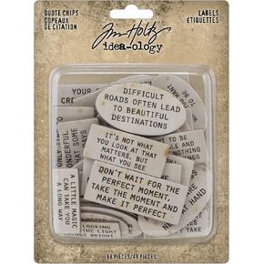 Tim Holtz-Advantus Idea-Idea-Idology Chipboard Quote Chips 48/PKG-Labels Art Craft ، Multi