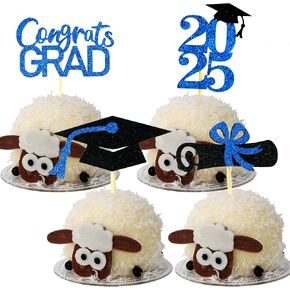 التخرج Cupcake Toppers 2025 لوازم الحفلات ، 24 PCS اختيارات الطعام/المقبلات لفئة 2025 مصغرة من الديكورات الكعكة ، دبلوم ، 2025 ، مجموعة التخرج 24 قطعة in Kuwait