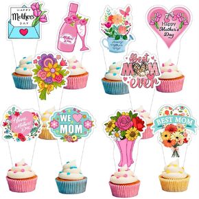 30pcs زخارف كعكة عيد أم سعيد مع 30 ٪ من القبعات العليا ، ولوازم الحفلات ديكورات عيد الأم السعيدة لاقتراح حفل ​​زفاف الحفلات