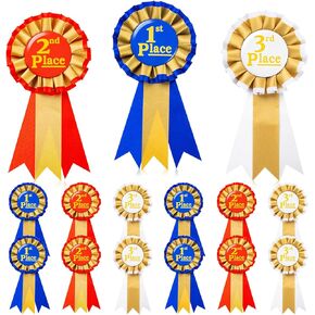 مجموعة 12PCS RIBBON ROSETTE ، أول رقم ثانوي الشريط الشرف للمدرسة للمنافسة الفصول الدراسية معرض المواهب المعرض