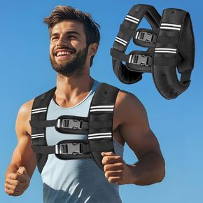 Weighted Vest 12lb, Weight Vest with Reflective Stripe for Workout, Strength Training, Running, Fitness, Muscle Building, Weight Loss, Weightlifting