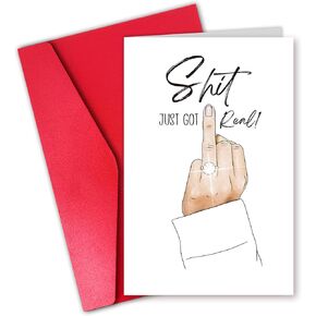 Engagement Card, Congrats Wedding Card, Engagement Gift for Women (Just Got Real)