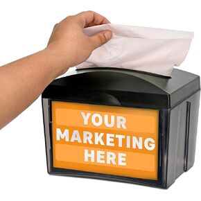 Alpine Tabletop Commercial Napkin Dispenser Restaurant Napkin Holder for Easy Access to Interfold Napkins from Both Sides with an Insert Marketing Space for Restaurants, Cafeterias, Food Trucks, Club