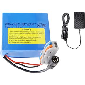KBT 24V 8Ah Rechargeable Lithium Battery with Charger, Charging Cable, Cable Connector