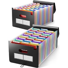 ABC LIFE 26 POCKETS CORMINTION FILE منظم إيصال الفواتير الشهري ، وتوسيع نطاق مجلدات الملفات بعلامات تبويب ملونة ، ورسالة/A4 SIZE 2 حزم