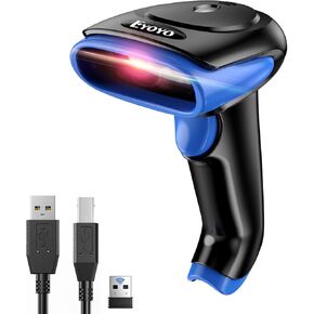 Eyoyo 2D Bluetooth Barcode Scanner: Handheld 3-in-1 Wireless & USB Wired QR Code Scanner, 1D Bar Code Reader for Library, Warehouse Retail POS Compatible with iPad, Android Phone, iPhone, Laptop, PC