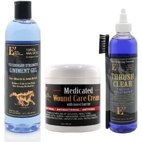 Combo Health E3 (كريم العناية بالجروح ، جل liniment ، Thrush Clear)