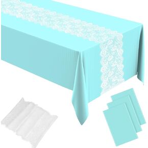 Oudain 6 Pack Part Tea Party tableothloth tablecloth tableothloth 54 × 108 بوصة شاي حفلة تغطية طاولة أبيض من طاولة الدانتيل لعيد حفل زفاف الربيع زخارف الذكرى السنوية (الوردي)
